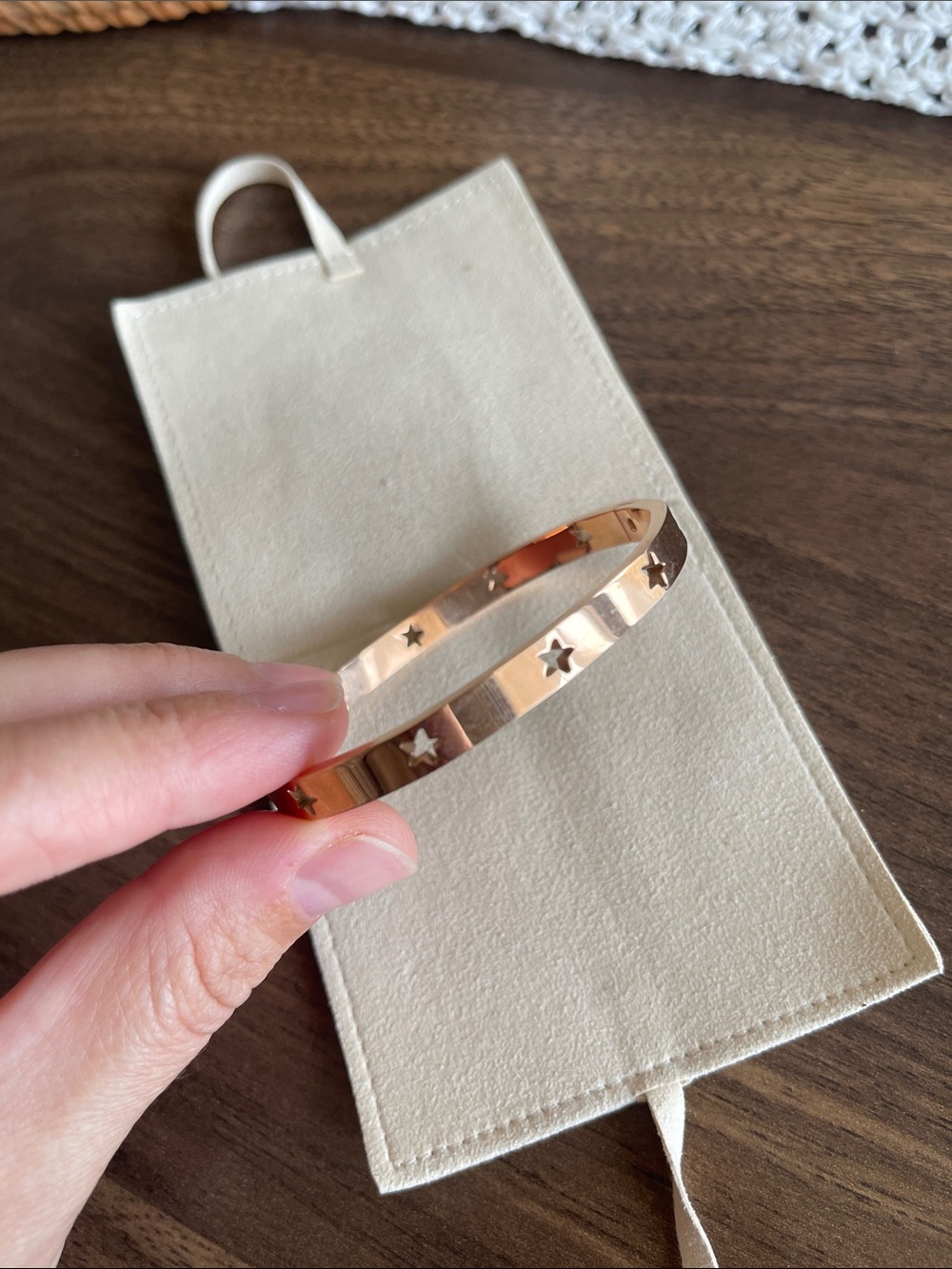 Star Cutout Rose Gold Bangle Bracelet for Women